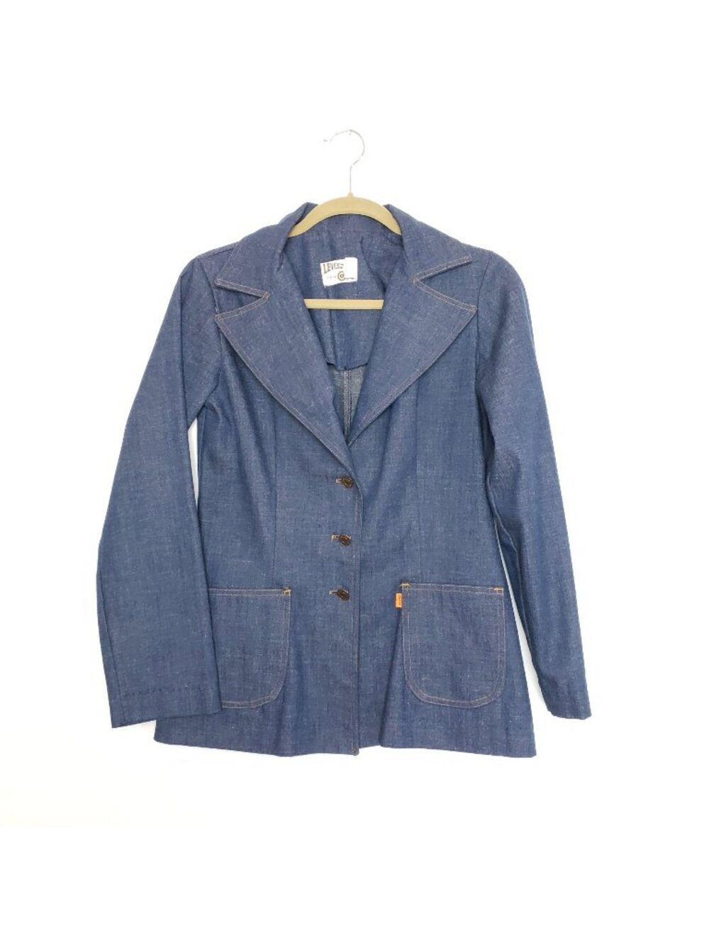 Vintage Levis Denim Blazer Orange Tag Big E 1960s Womens 6 Jean Jacket